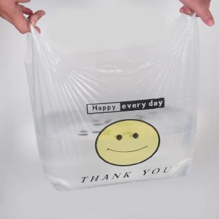 50pcs Transparent Bags Shopping Bag Supermarket Plastic Bags With Handle Food Packaging Storage (2)