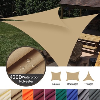 Ready Stock 420D Polyester Shade Sail Sun Canopy Outdoor Garden Yard Awnings Waterproof Car Sunshade
