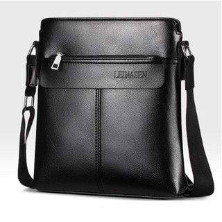 Men's Shoulder Bag Vintage Leather Briefcase Messenger Bags Business Handbags 18701 (Black)