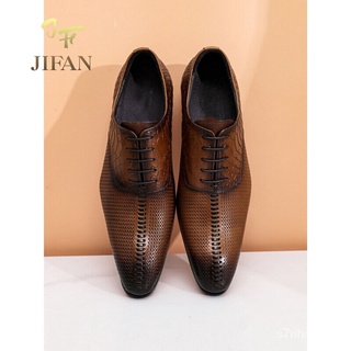 JIFANLight Luxury Brands Business Leather Shoes Men2021New British Genuine Leather Crocodile Pattern