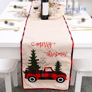 Songping Christmas Table Flag Tree Car Pattern Table Runner Party Banquet Placemat