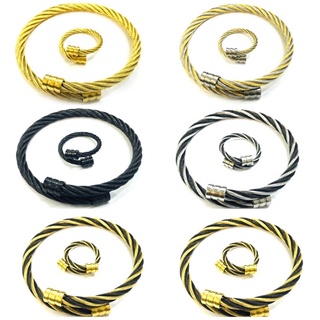 Stainless Bangles With Ring For Men’s Gold Plated