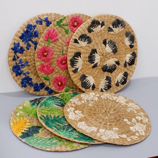 Embroidered Hand-Woven Bangkuan Rattan Placemats from Albay