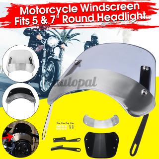 Motorcycle Windshield Windscreen w/ Mount Bracket Fit 5" & 7" Round Headlights (1)