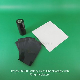12pcs 26650 battery heat shrink wraps with ring insulators