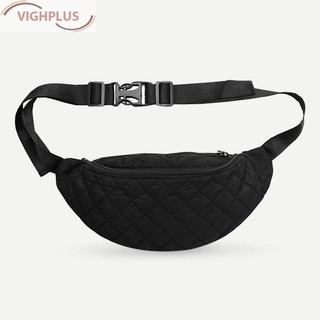 Vighpus Solid Color Lattice Shoulder Women Waist Fanny Belt Packs Nylon Chest Bags