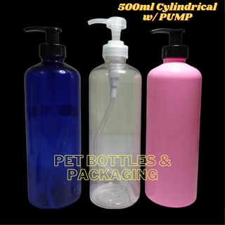 500ml Cylindrical Bottle with Pump - PLASTIC BOTTLES