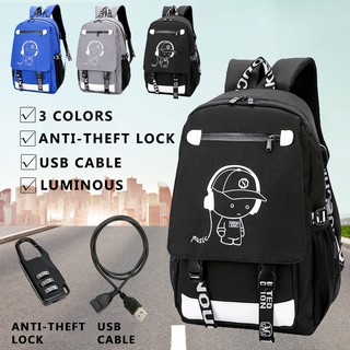 Men's Luminous Laptop Backpack USB Charging Bag School Backpack Bag Travel Bag Outdoor Women Backpac