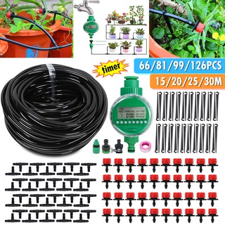 15/20/25/30m Garden DIY Automatic Watering Micro Drip Irrigation System Plants Flowers Sprinkler Kits with Timer (1)