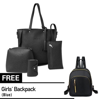 ❡BUY 1 GET Ladies Korean Leather 4in1 Set Shoulder Bag With Free Mini School Bagtravel bags laggage