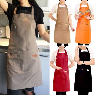 Solid Color Adjustable Bib Apron Waterproof Stain-Resistant Kitchen Chef Baking Cooking BBQ Apron (1)