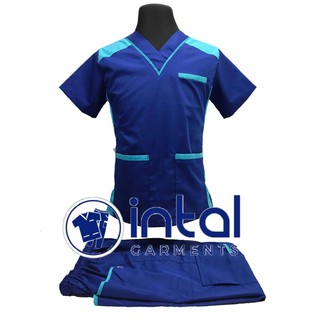 SCRUB SUIT QUALITY Medical Doctor Nurse Uniform Set Unisex SS09 INTAL GARMENTS Admiral Blue Turquios
