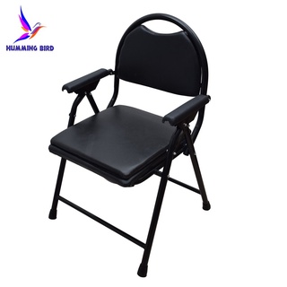 ✻▦❒Hummingbird B5 Heavy Duty Duty Foldable Commode Chair Toilet - Black