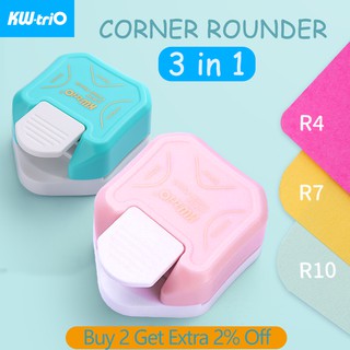 【Reliable quality】KW-triO 3-in-1 Corner Rounder Mini Corner Cutter Paper Puncher R4/R7/R10mm Circle