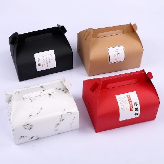 Gable Box (5 pcs.) Brown Kraft, White, Black, Red, Marble print