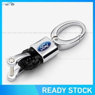 Leather Knitting Metal Car Keychain Keyfob Ford Car Logo Keychain (1)