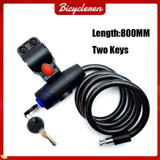 Universal MTB Bicycle Lock Stainless Steel Cable Coil Cycle Bike Security Lock 800mm 2 keys