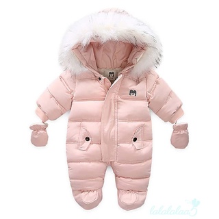 LL5-Baby Girls Boys Zipper Down Jumpsuits with Gloves, Winter Romper Jumpsuit Romper Outfits