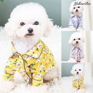 YellowBee Spring Summer Flower Printing Breathable Two-legged Dog Puppy Pajamas Pet Cloth
