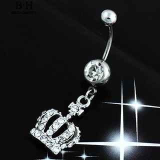Chic Navel Belly Button Ring Crown Rhinestone Crystal Piercing Body Jewelry