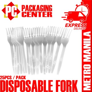 Disposable Fork Medium White 25pcs per pack (METRO MANILA SHIPPING CODE)