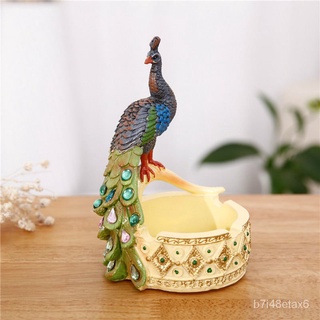 High-End Large Peacock Ashtray Living Room Prevent Fly Ash Creative Personality Top Grade Home Bed H