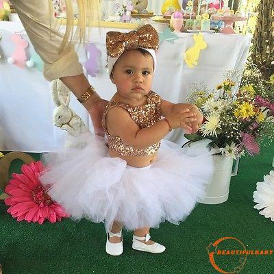 BUP-Princess Toddler Baby Girl Sequins Tops Vest+Tutu
