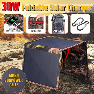 ele☀5V 3A Sunpower Mono 30W 5V Foldable Solar Panel Charger Power Camping Phone Dual USB
