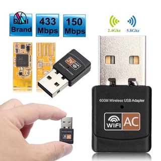 [COD] Mini 600Mbps 2.4/5GHz Dual Band WiFi USB Adapter Wireless Receiver for PC Laptop