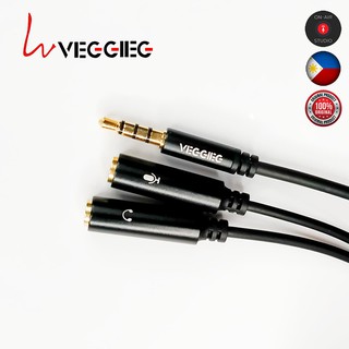 VEGGIEG Audio Splitter 3.5mm to Headphone and Microphone for Phones and Laptop Dual Female to Male