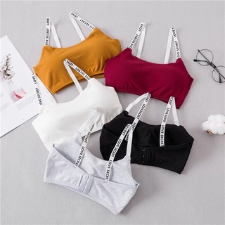 Girls tube top Teens Bra For Girl Kids bralette tops wrapped chest cotton three-breasted letter belt camisole gathered bra stude Affordable (2)