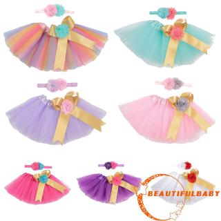 BღBღNewborn Baby Girl Princess Colorful Tutu Skirt Headband Party Photo Costume