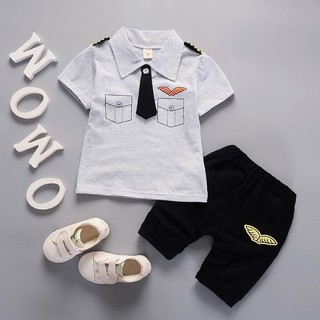 Kids Terno 2pcs/set Baby Kids Boy Short Sleeve T-shirt+Pants (1)