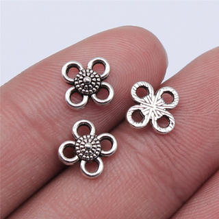 50pcs 8x8mm Antique Silver Color Flower Connector Charms For Jewelry Making DIY Jewelry Findings
