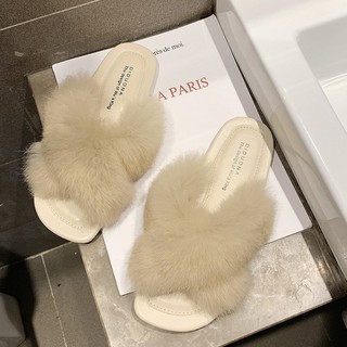 HF fashion faux fur woman slippers korean flats cod f16 (6)