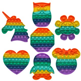 Pop Fidget Reliver Stress Toy Rainbow Push Bubble Antistress Toys Adults & Children Sensory Toys to Relieve Autism