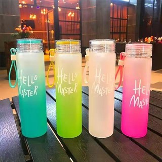 480ML frosted Glass Tumbler "Hello Master" 4 color available