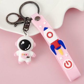 Cute Cartoon Soft Rubber Astronaut Keychain Spaceman Car Key Chain Couple Bag Pendant (7)