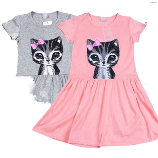 ✣Summer Baby Girl Dress Princess Casual Party Cat Print Dresses Kids Clothes
