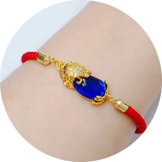 [EM] Jewelry Red String 24k Gold Plated Money Capturer Piyao Birthstone Lucky Lady Bracelet (1)