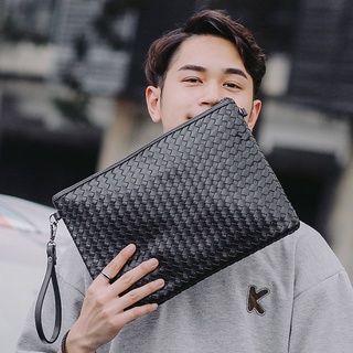 Chaobao really woven men's bag clutch bag men's handbag soft leather wrist bag male envelope bag