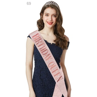 ▤✻Birthday Queen set Sash & Crown Princess Ribbons Shoulder Happy Birthday Party Accessory Decoratio