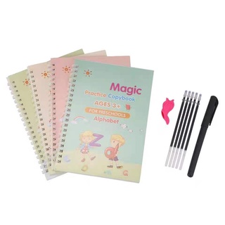 4 Book + Pen Set Kids Reusable Learning Copybook Reading and Writing Book Education Stationery Books