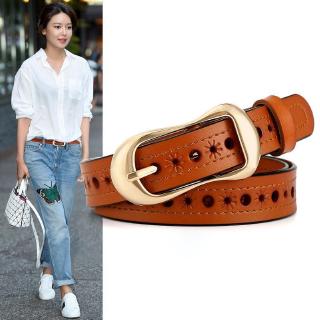 Women's Belt Genuine Leather Casual Retro Female Pin Buckle Belt Trend Jeans Belt Female Students Korean Version of Wild Pure Cowhide