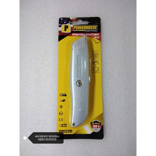 POWERHOUSE ALL STEEL RETRACTABLE UTILITY KNIFE / CUTTER BLADE