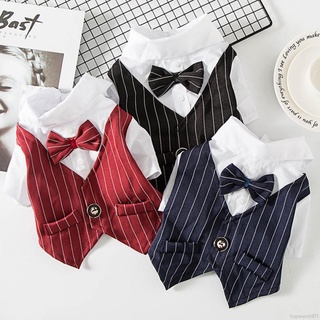 Pet Dog Cat Clothes Formal Shirt with Bowtie Wedding Suit For Small Dogs Tuxedo Pet Outfit For Cat Spring And Summer Suits Cats Teddy Shirt