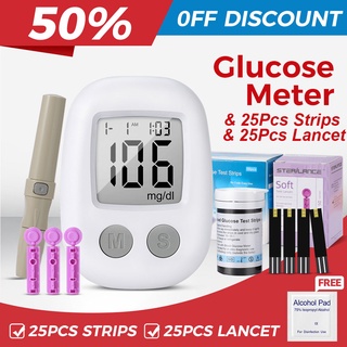YOUWEMED Blood Glucose Monitor Full Set - Glucometer with 25pcs Test Strips 25pcs Lancets Needles Blood Sugar Test Set