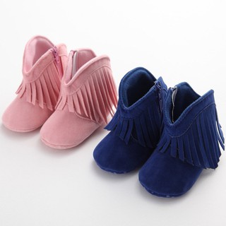 Moccasin Moccs Baby Girl Kids Prewalker Solid Fringe Shoes Infant Toddler Soft Soled Anti-slip Boots (1)