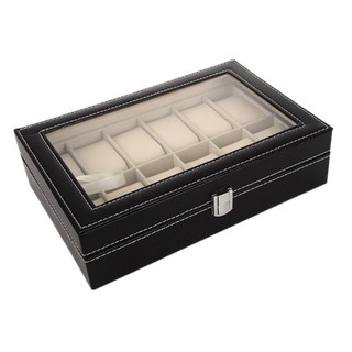 12 Slots Grids Watch Storage Organizer Case PVC Leather Jewelry Display Storage Box (2)