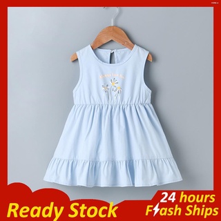 ◑✗✔Baby Girls Dress Summer Fashion Sleeveless Dress for Kid Girl Small Daisy Flower Print Girls Dres